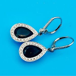 Elegant 14k White Gold and Smokey Quartz Teardrop Earrings